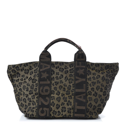 Fendi Canvas Leopard Print Tote Tobacco 1 of 9