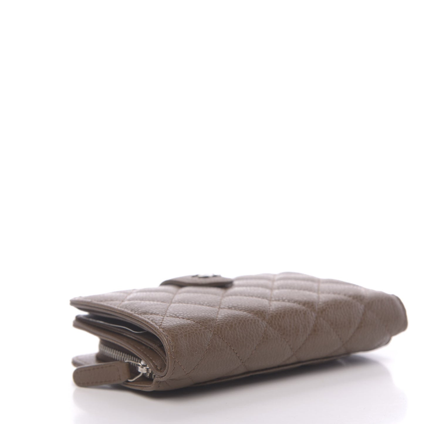 Caviar Quilted Zipped Pocket Wallet Brown