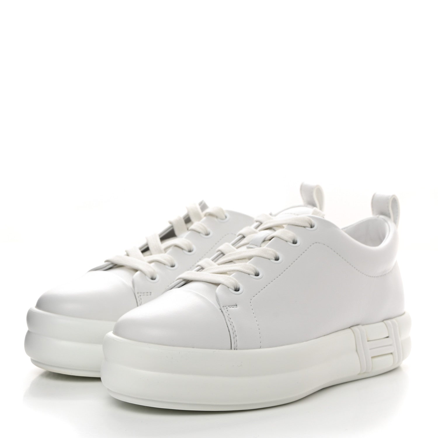 Hermes Calfskin Womens Happy Sneakers 36.5 White 3 of 8
