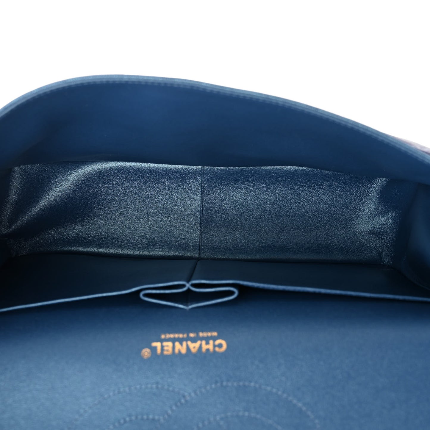 Iridescent Caviar Quilted Jumbo Double Flap Dark Blue