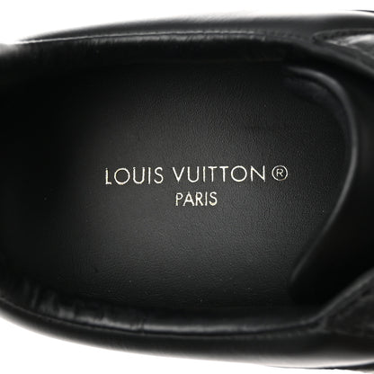 Louis Vuitton Grained Calfskin Embossed Monogram Mens Luxembourg Sneakers 9 Black 6 of 8