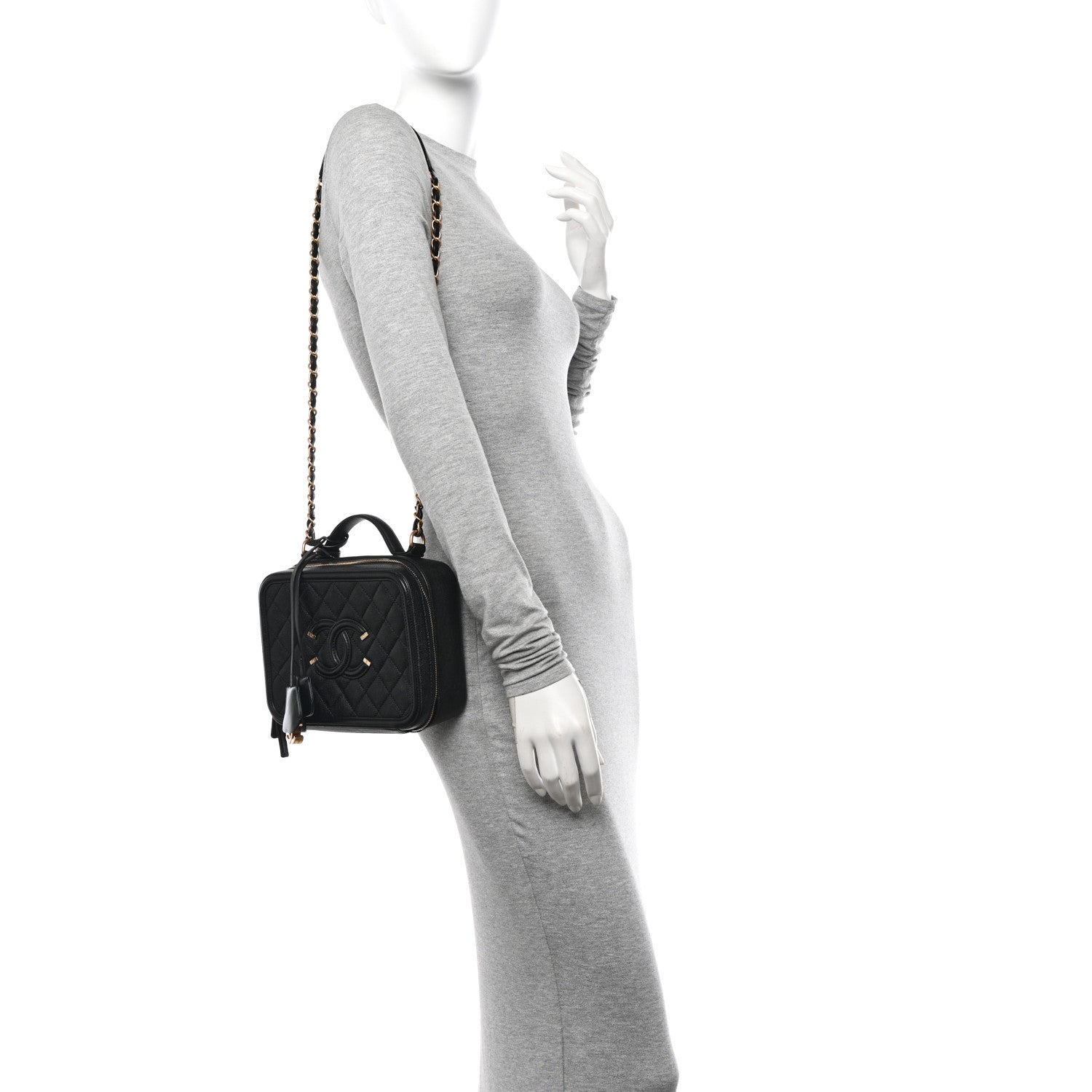 Chanel Caviar Quilted Medium CC Filigree Vanity Case Black 2 of 11