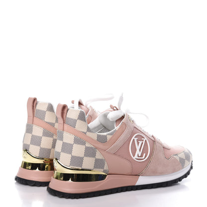 Louis Vuitton Suede Damier Azur Run Away Sneakers 38 Pink 4 of 9