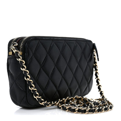 Chanel Lambskin Quilted Small Clutch With Chain Black 2 of 13
