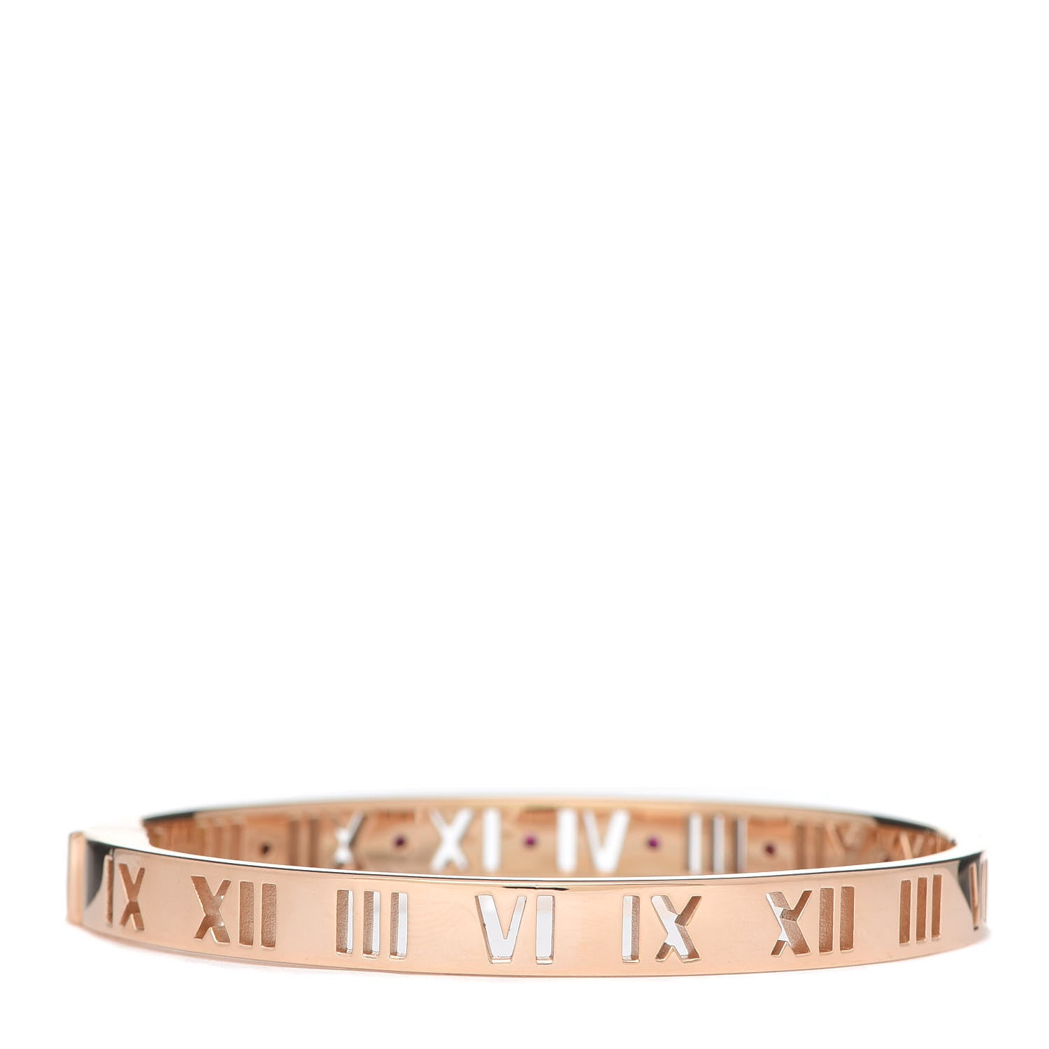 Tiffany 18K Rose Gold Ruby Atlas Pierced Hinged Bangle Bracelet 3 of 6