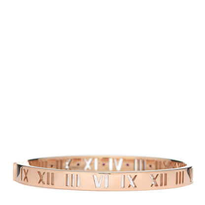 Tiffany 18K Rose Gold Ruby Atlas Pierced Hinged Bangle Bracelet 3 of 6