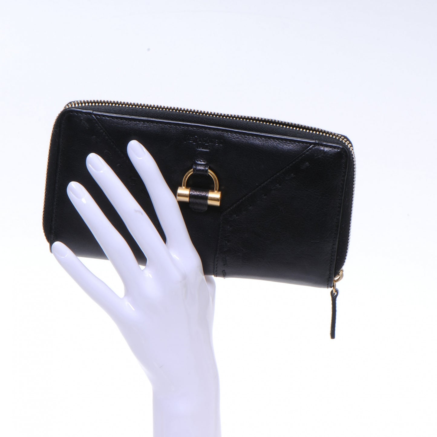 Leather Muse Zip Around Wallet Black