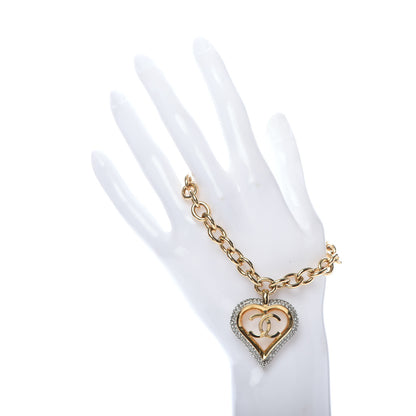 Chanel Crystal Chain Heart Bracelet Gold 2 of 5