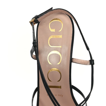 Gucci Calfskin Crystal GG Isa Ankle Strap Mid Heel Sandals 39.5 Black 7 of 9