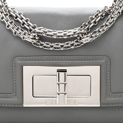 Chanel Grained Calfskin Mademoiselle Lock Bijoux Chain Flap Grey 8 of 10
