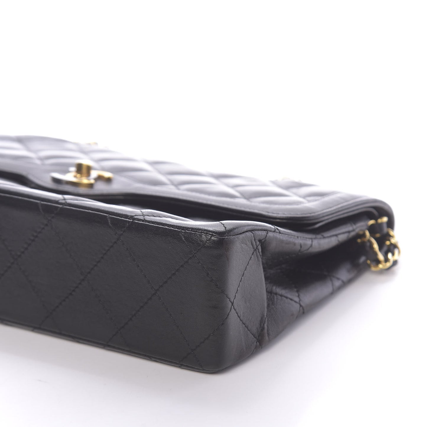 Lambskin Quilted Medium Double Flap Black