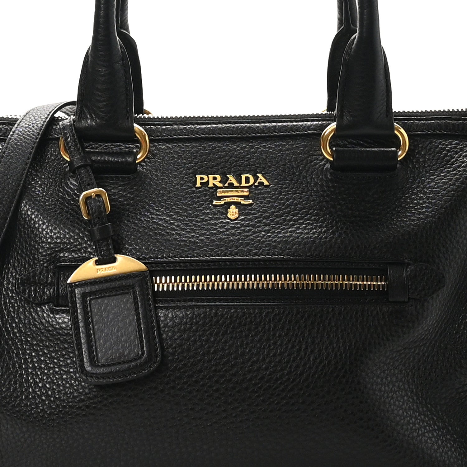 Prada Vitello Daino Shopping Satchel Black 7 of 9