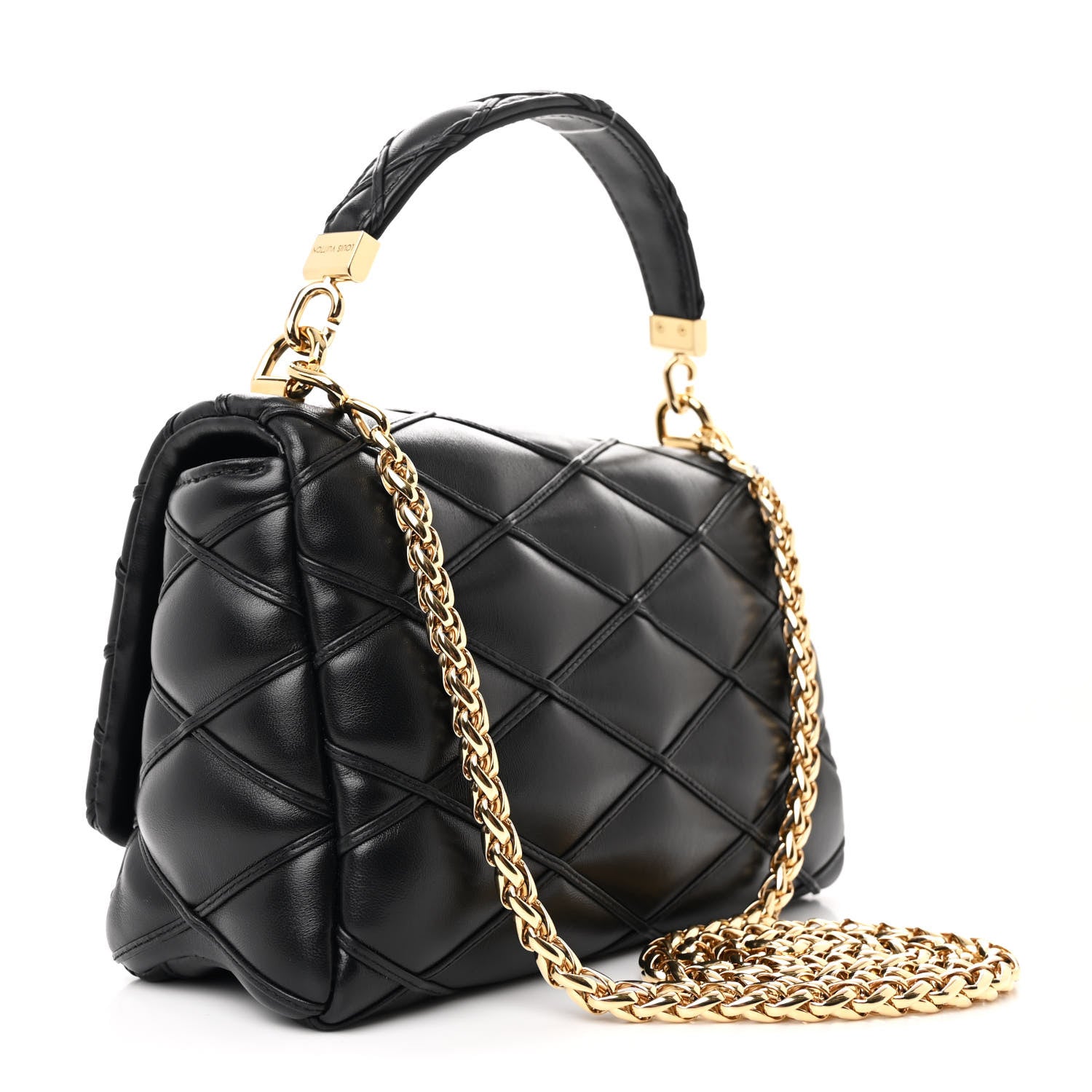 Louis Vuitton Lambskin Malletage Top Handle GO-14 MM Black 4 of 12