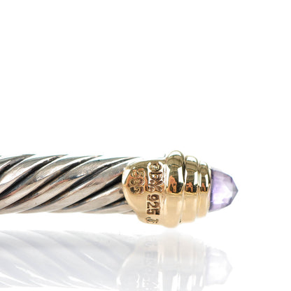 David Yurman Sterling Silver 14K Yellow Gold Amethyst 5mm Cable Classics Petite Color Bracelet 4 of 5