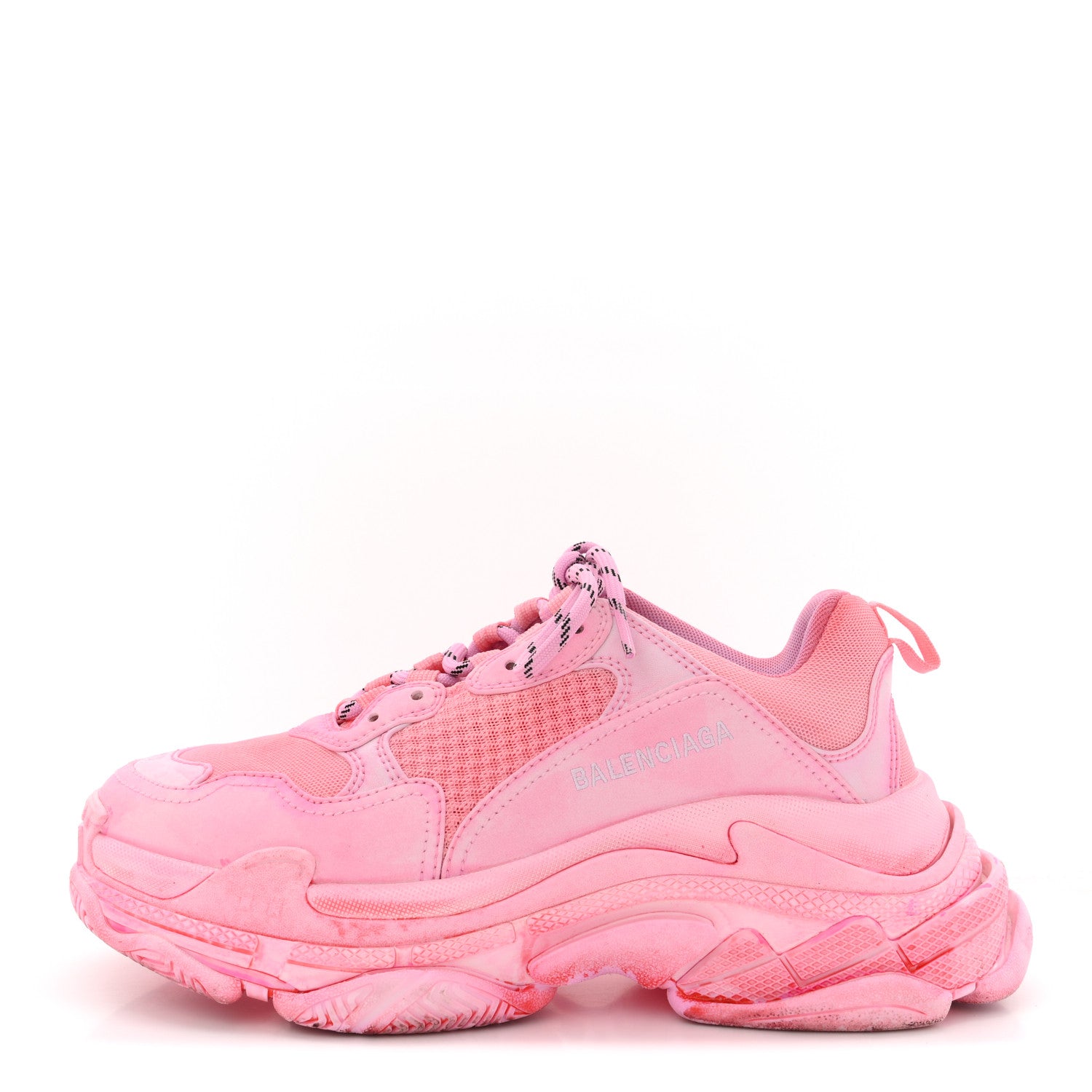 Balenciaga Fabric Mesh Distressed Womens Triple S Sneakers 39 Pink 1 of 10