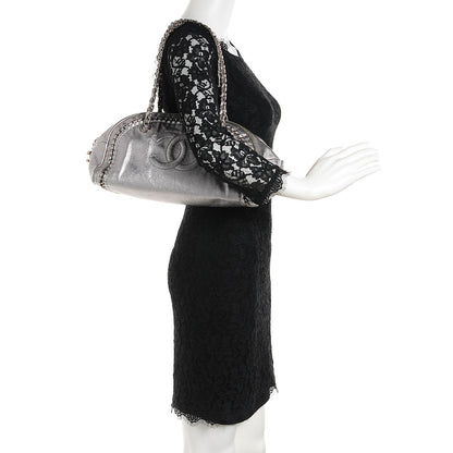 Chanel Metallic Goatskin Medium Luxe Ligne Bowler Silver 2 of 7
