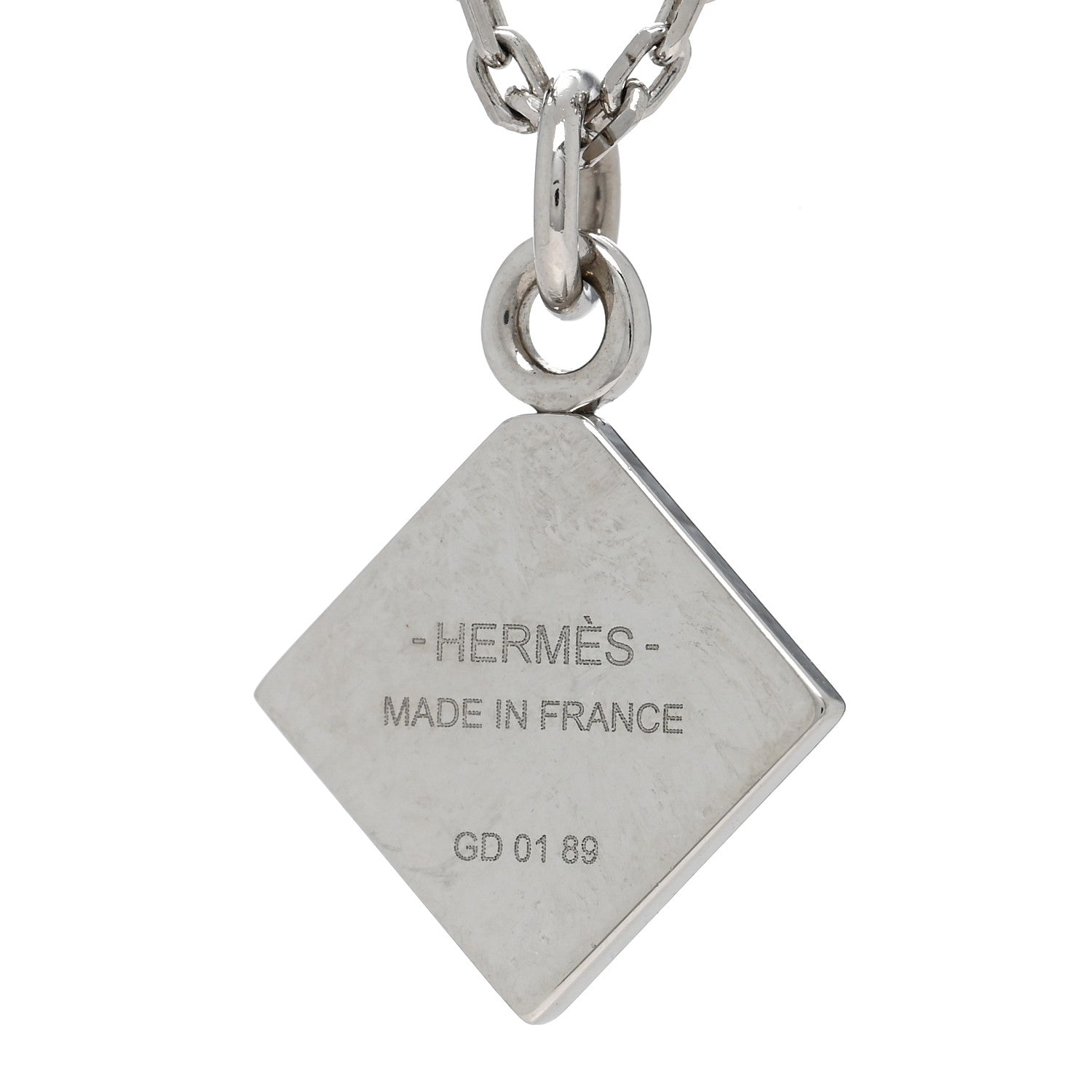 Hermes Palladium Plated Medor Folk Pendant Necklace Black 5 of 5
