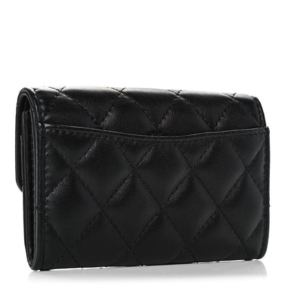 Chanel Lambskin Quilted Flap Card Holder Wallet Black 3 of 12