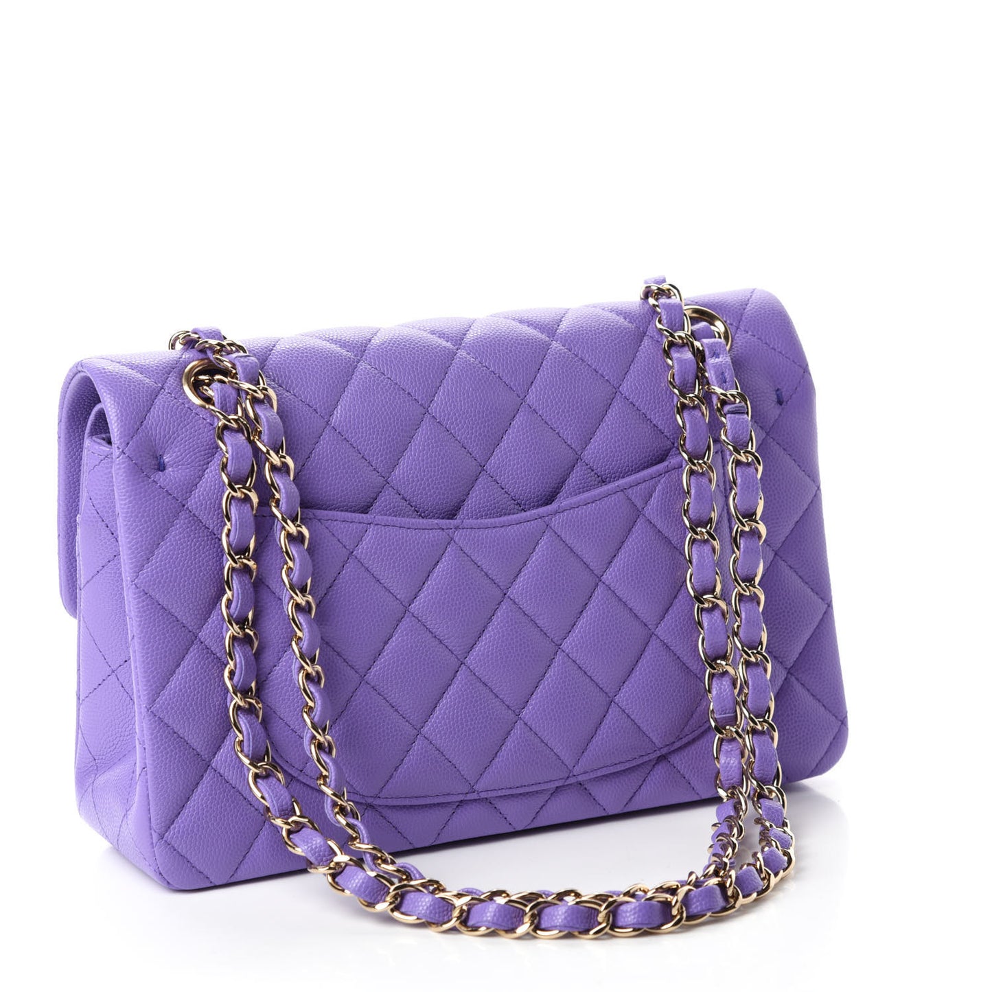 Caviar Quilted Small Double Flap Purple