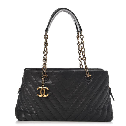 Chanel Iridescent Calfskin Chevron Quilted Surpique Tote Black 1 of 7