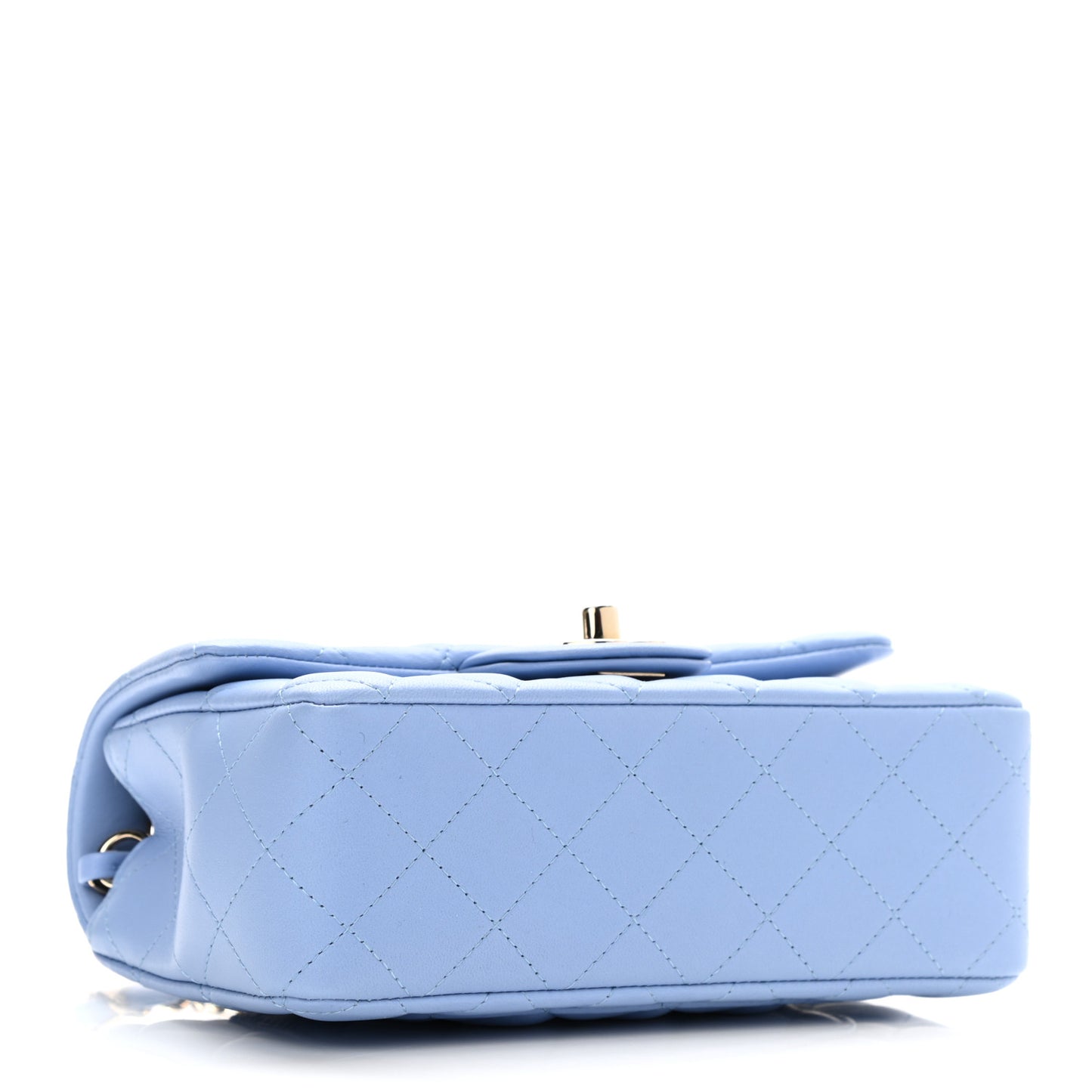 Lambskin Quilted Mini Rectangular Flap Light Blue