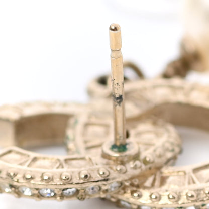 Chanel Crystal Timeless CC Pearl Drop Earrings Light Gold 5 of 5