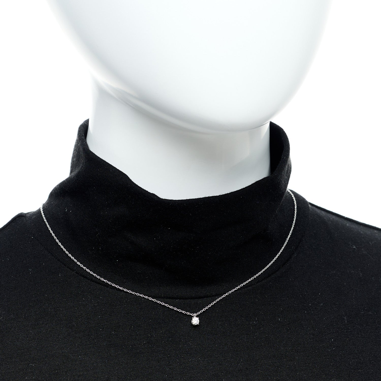 Tiffany Platinum Diamond .17ct Solitaire Pendant Necklace 2 of 5