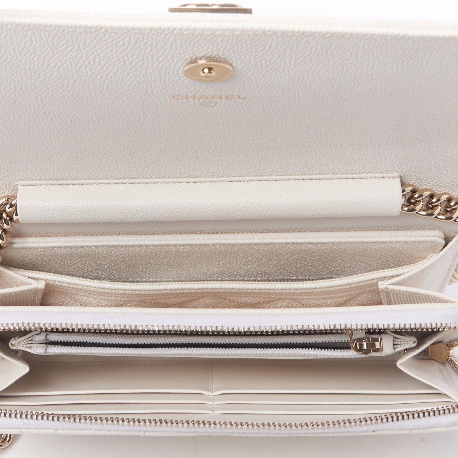 Chanel Caviar Quilted Boy Wallet On Chain WOC White 7 of 10