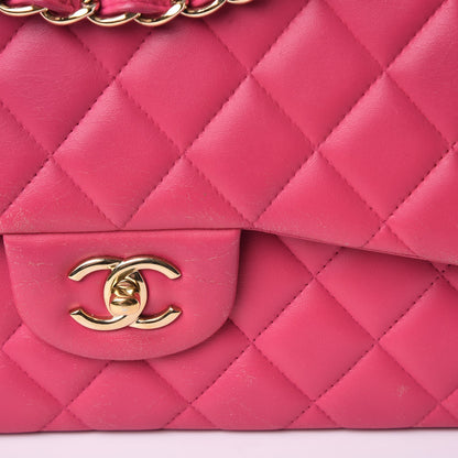 Chanel Lambskin Quilted Jumbo Double Flap Dark Pink 9 of 27