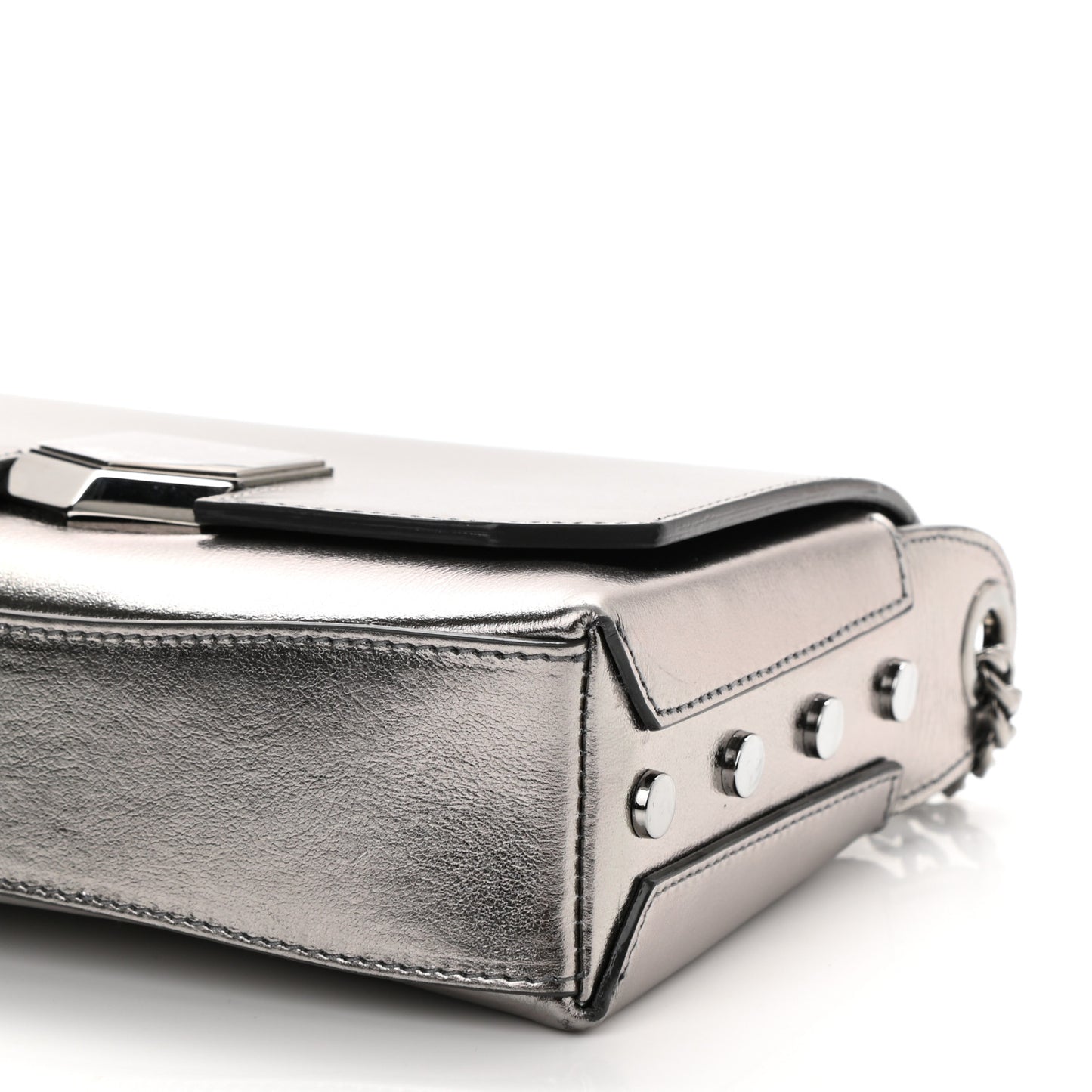 Smooth Calfskin Lockett City Shoulder Bag Silver
