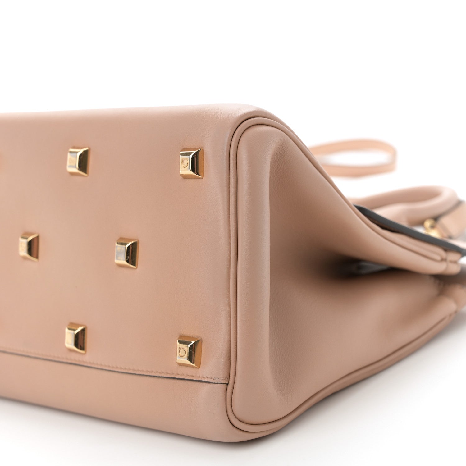 Salvatore Ferragamo Calfskin Medium Studio Bag Almond 9 of 10