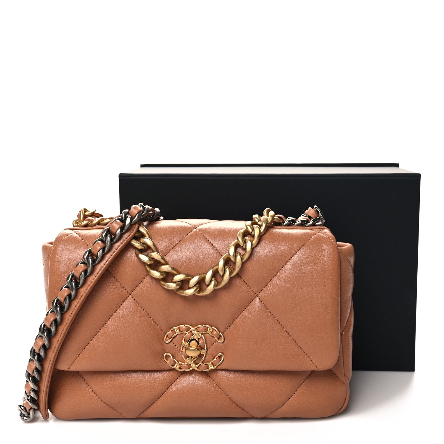 Chanel Lambskin Quilted Medium Chanel 19 Flap Brown 11 of 11