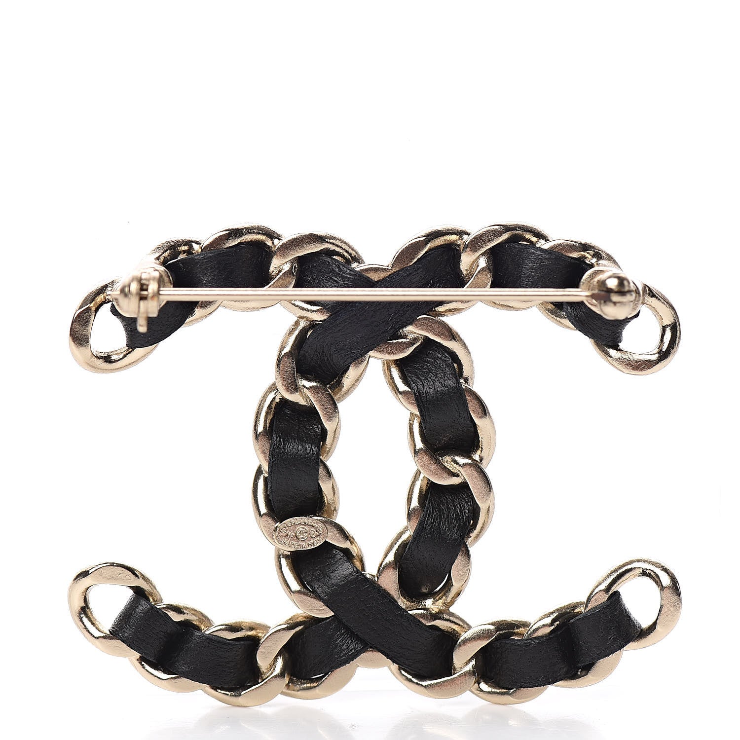 Chanel Lambskin Chain CC Brooch Black Gold 3 of 5