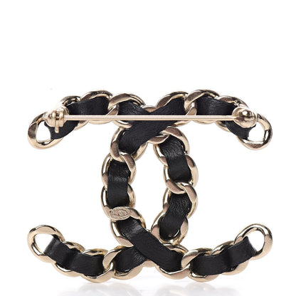 Chanel Lambskin Chain CC Brooch Black Gold 3 of 5