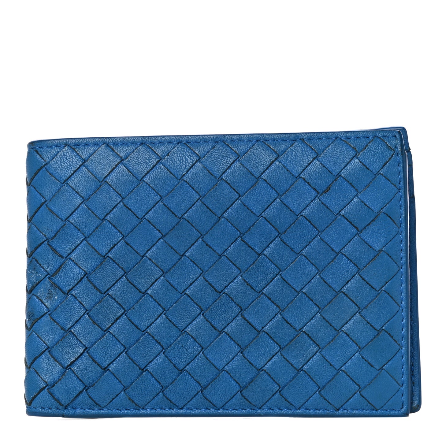 Nappa Intrecciato Bi-Fold Wallet Blue