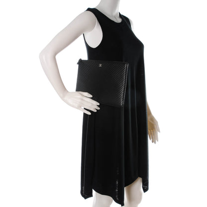 Chanel Caviar Chevron Medium Cosmetic Case Black 2 of 7