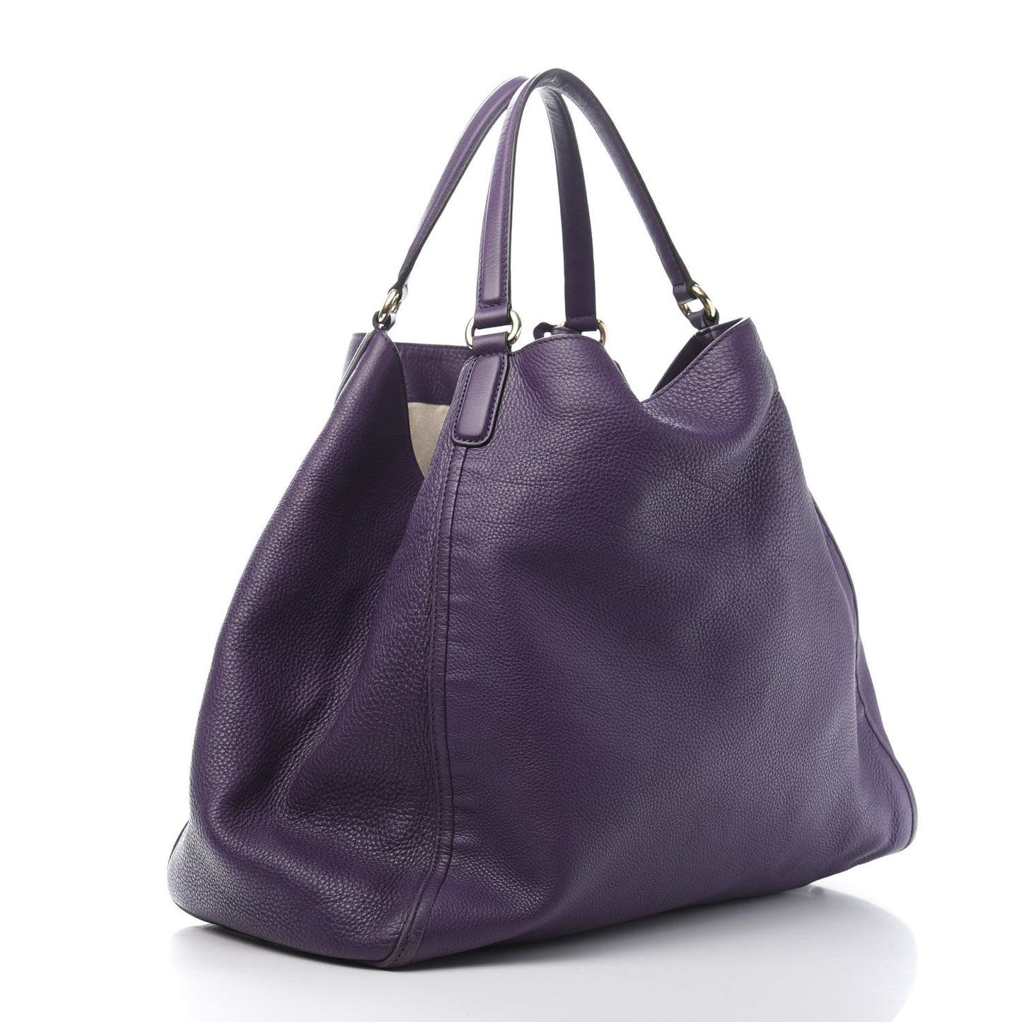 Pebbled Calfskin Large Soho Shoulder Bag Shine Purple
