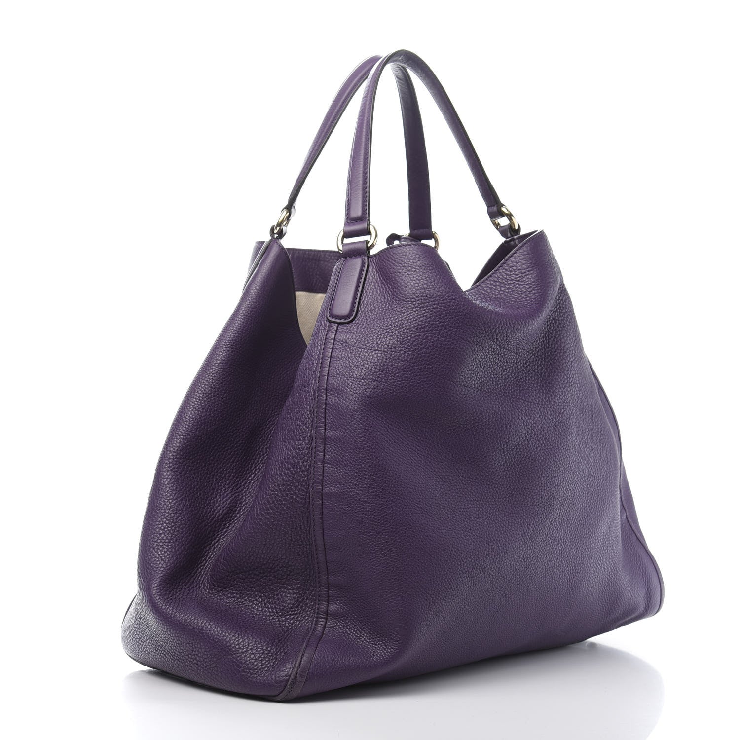 Gucci Pebbled Calfskin Large Soho Shoulder Bag Shine Purple 3 of 13