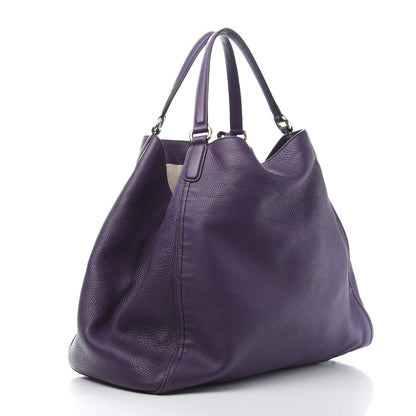 Gucci Pebbled Calfskin Large Soho Shoulder Bag Shine Purple 3 of 13