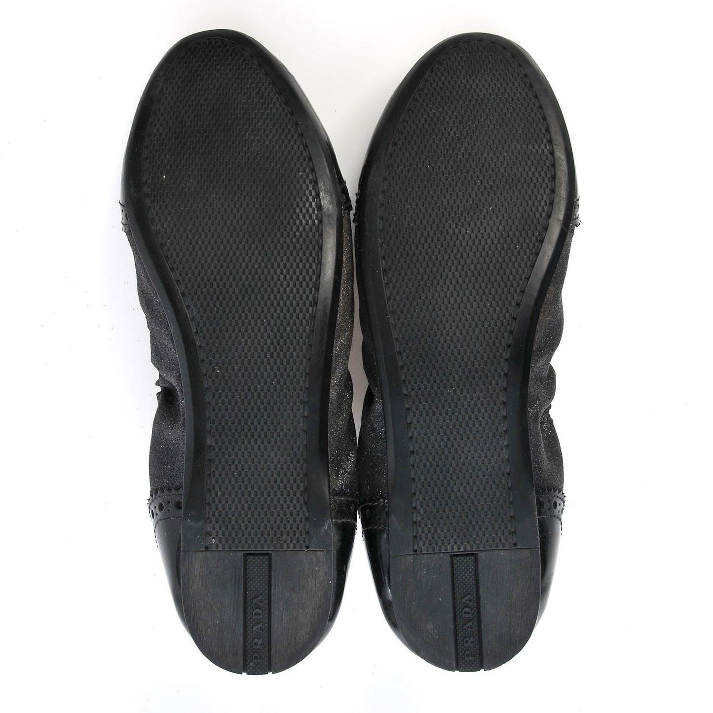 Suede Vernice Glitter Smoking Oxford Ballet Flats 37.5 Black