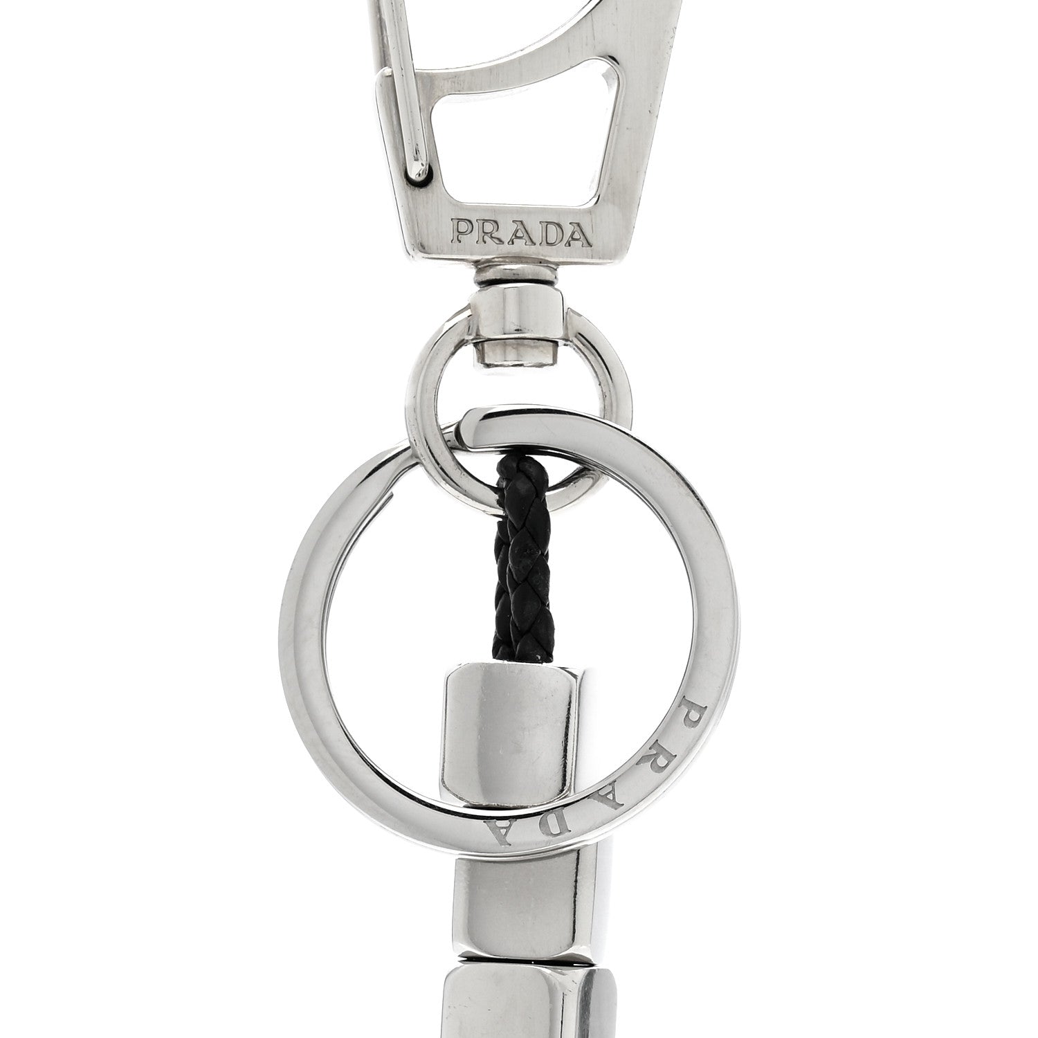 Prada Calfskin Beaded Logo Bag Charm Black 3 of 4