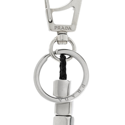 Prada Calfskin Beaded Logo Bag Charm Black 3 of 4