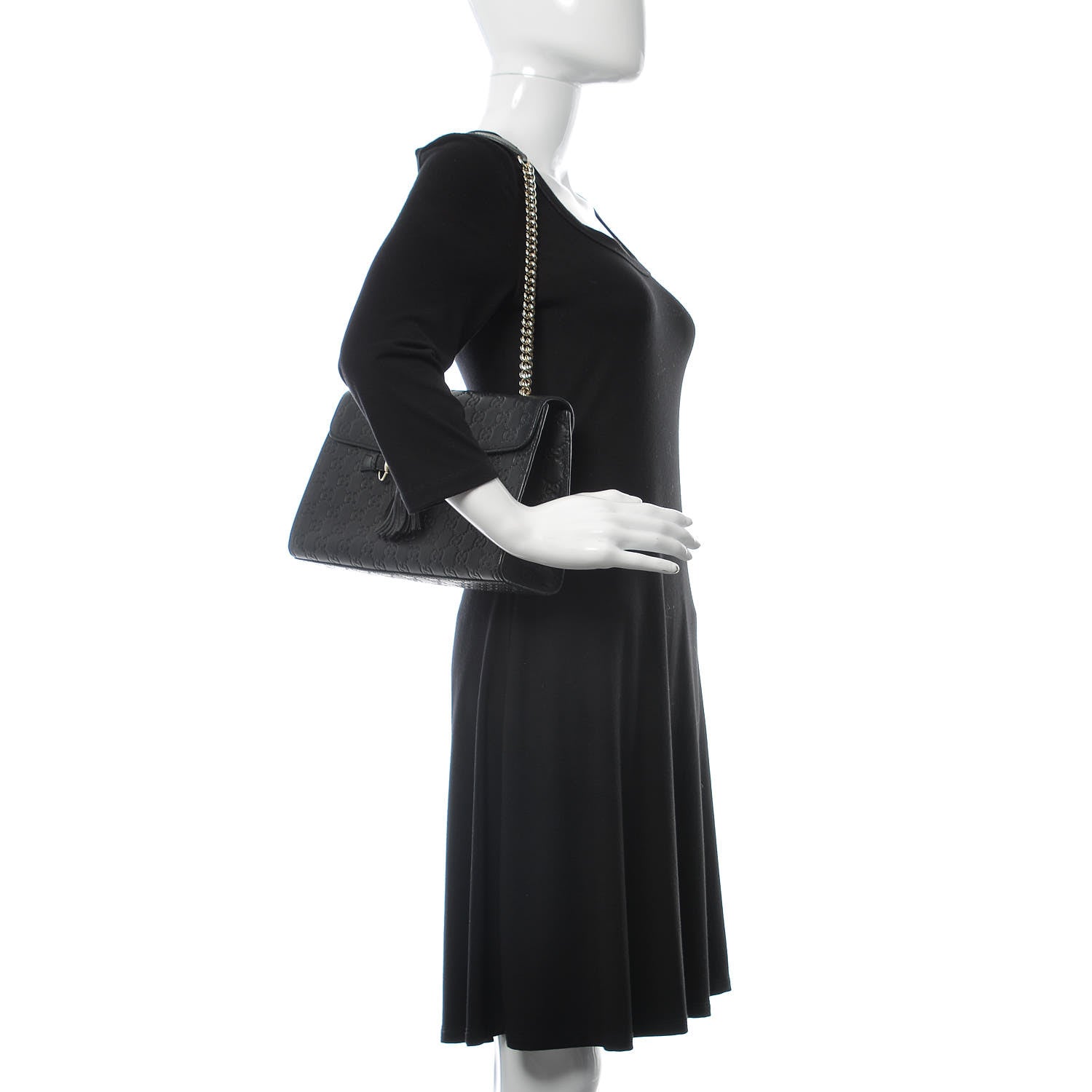 Gucci Guccissima Medium Emily Chain Shoulder Bag Black 2 of 9