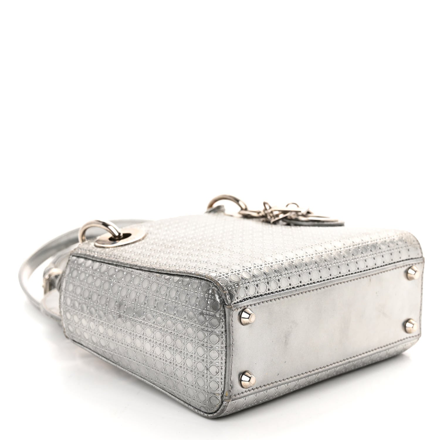 Christian Dior Metallic Patent Micro-Cannage Mini Lady Dior Silver 4 of 11