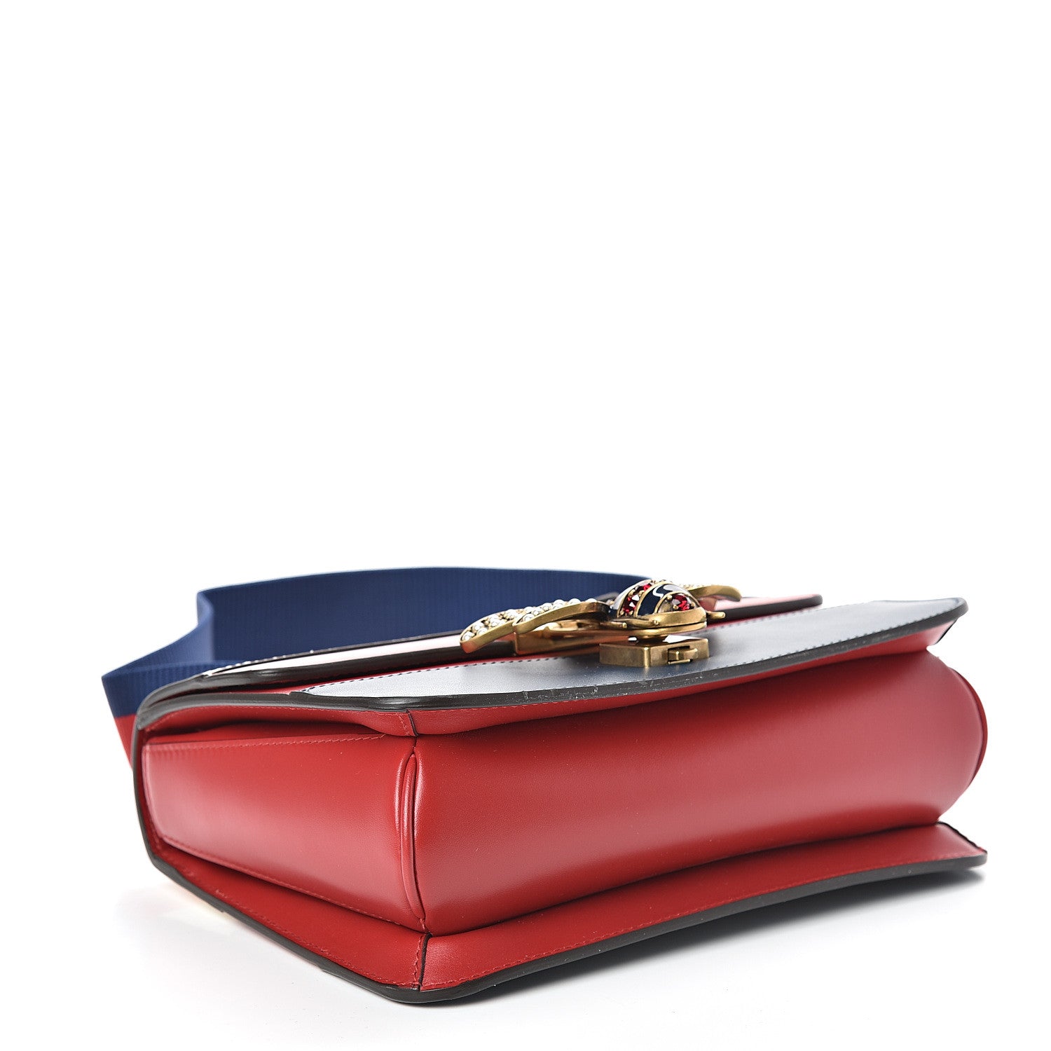 Gucci Calfskin Sylvie Web Queen Margaret Shoulder Bag Blue Agata Hibiscus Red Mystic White 4 of 12