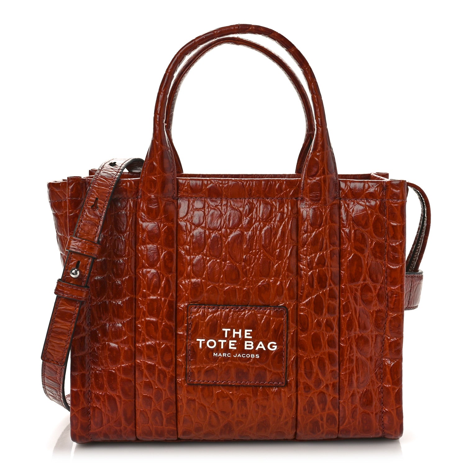 Marc Jacobs Croc Embossed Small The Tote Bag Brown 1 of 9