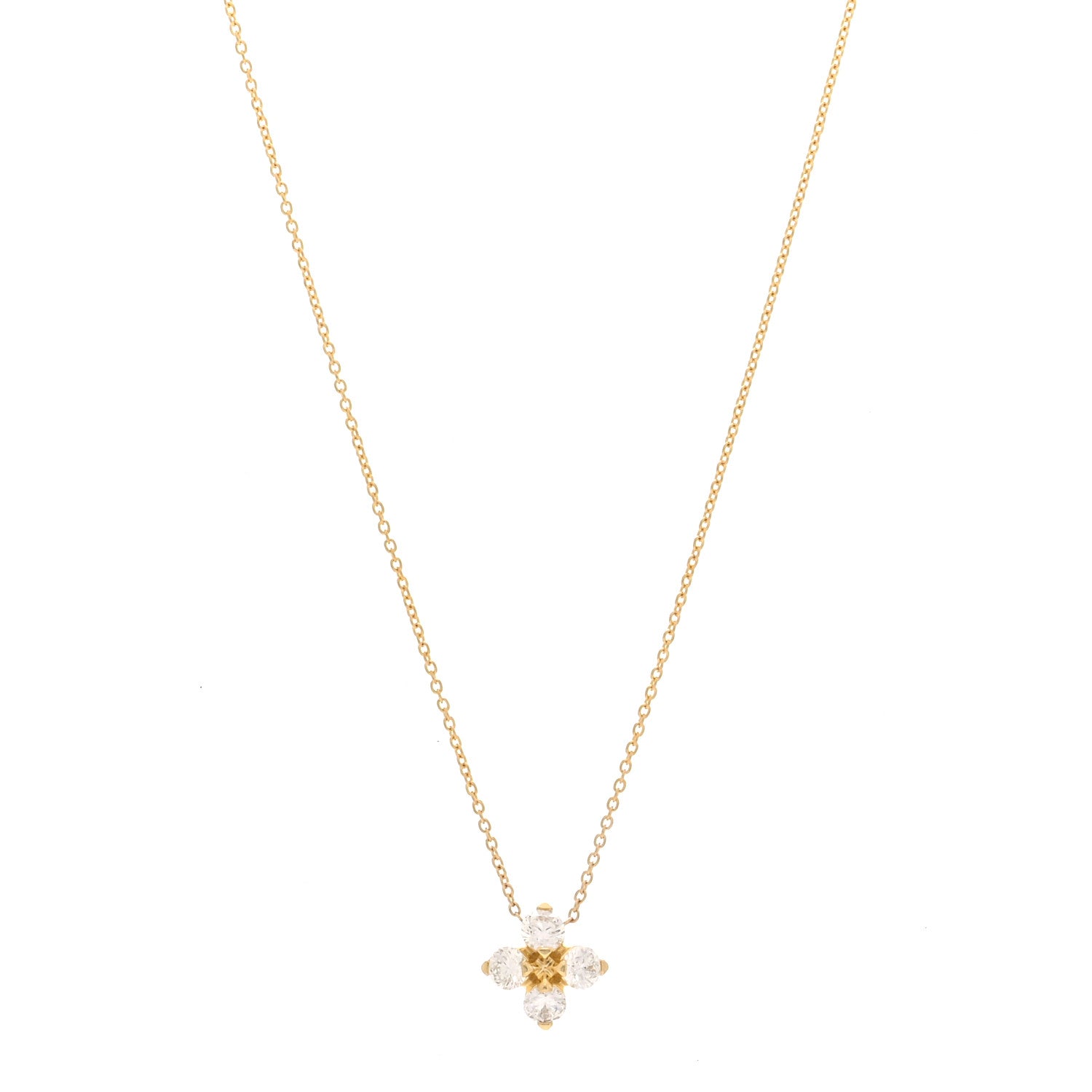 Roberto Coin 18K Yellow Gold Diamond Love in Verona Flower Pendant Necklace 1 of 4