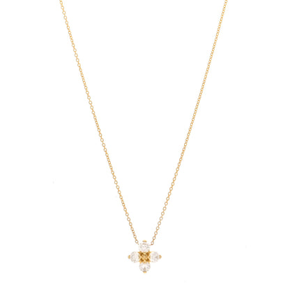 Roberto Coin 18K Yellow Gold Diamond Love in Verona Flower Pendant Necklace 1 of 4