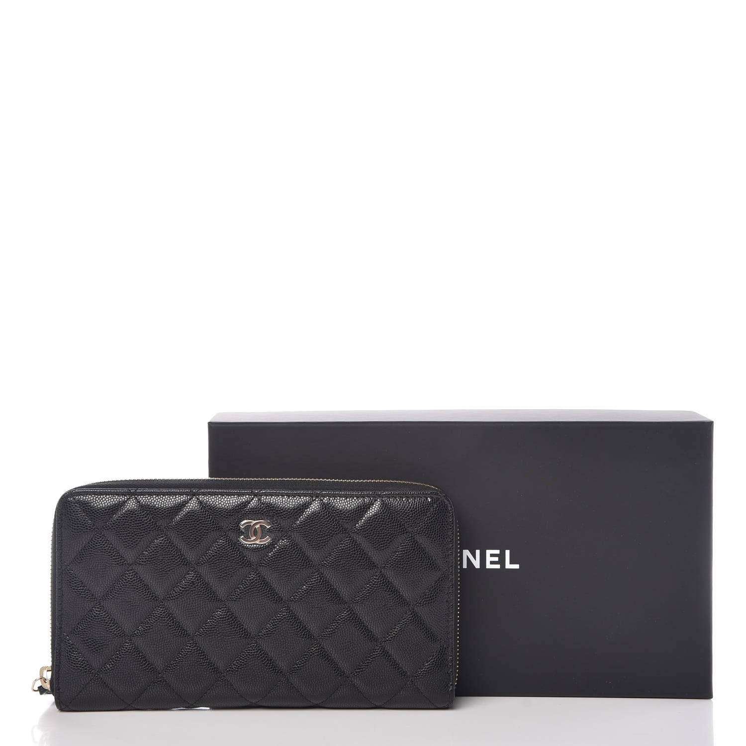 Chanel Caviar Quilted Large Zip Around Organizer Wallet Black 9 of 9