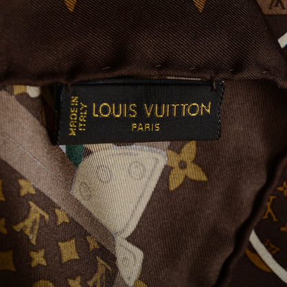 Louis Vuitton Silk Monogram Trunks Square Scarf Brown 5 of 5